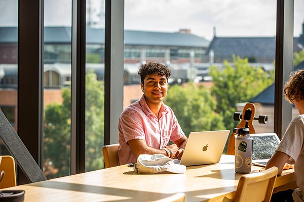 Student taking online course